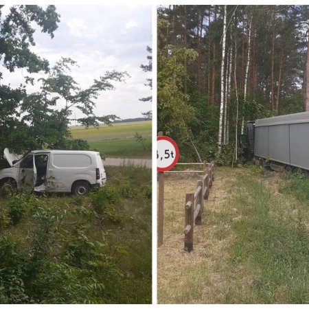 Groźny wypadek! Oba pojazdy uderzyły w przydrożne drzewa