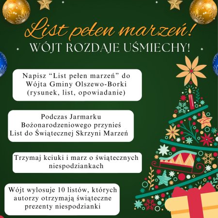 Wójt gminy Olszewo-Borki rozdaje uśmiechy! Weź udział w akcji „List pełen marzeń”
