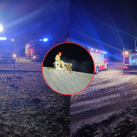 Pożar sadzy w Długim Kącie. Interweniowali strażacy z OSP Lelis