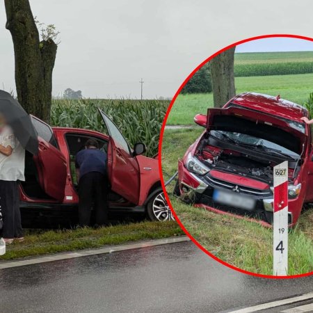 Jedna osoba ranna po zdarzeniu drogowym na lokalnej drodze między Ostrołęką a Czerwinem [ZDJĘCIA]