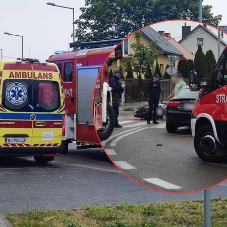 Poważny wypadek na obrzeżach Ostrołęki. Ranny kierowca skutera [ZDJĘCIA]