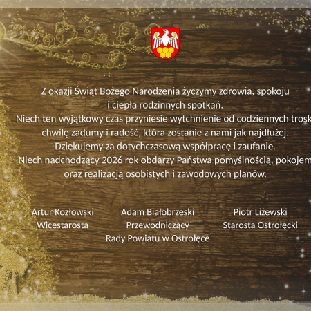 Życzenia Bożonarodzeniowe od&nbsp;&nbsp;władz Powiatu Ostrołęckiego