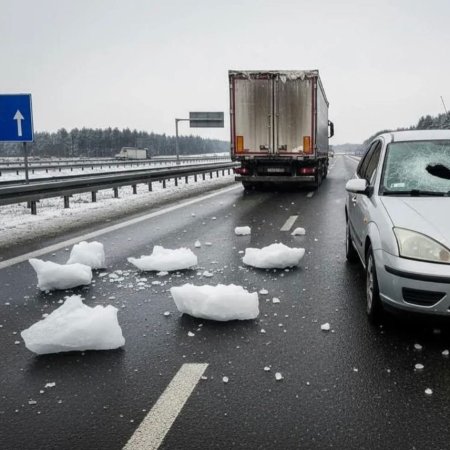 Niebezpieczny lód na ciężarówkach. Ostrołęcka policja wzmaga kontrole
