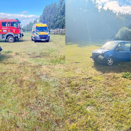 Wypadek w Majdanie. Młoda kierująca dachowała fiatem [ZDJĘCIA]