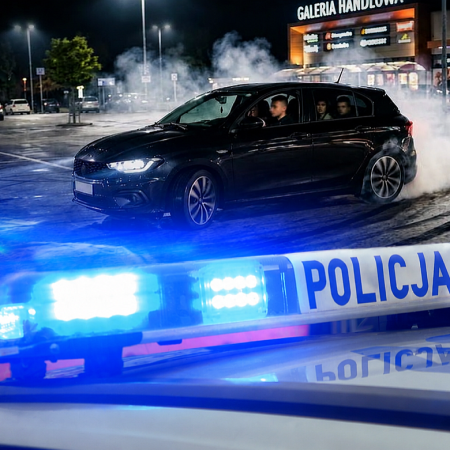 Popisy kierowcy BMW w Ostrołęce. Parking pod galerią zamienił w tor do driftu!