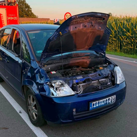 Wyszła z pola prosto pod Opla. Groźna kolizja na trasie Kadzidło-Kopaczyska [ZDJĘCIA]