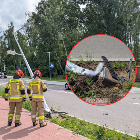 Uderzył w latarnię i uciekł. Zostawił policjantom najważniejszy trop [WIDEO, ZDJĘCIA]