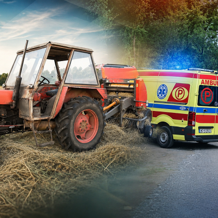 Groźny wypadek na polu. Rolnik został wciągnięty przez prasę rolniczą [ZDJĘCIA]
