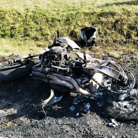 Pożar motocykla w Ponikwi Dużej na DK-60