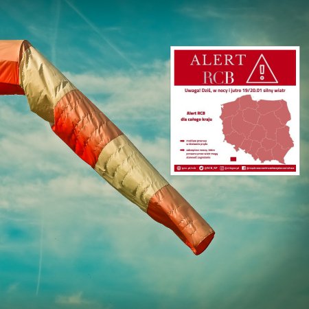 Alert RCB: silny wiatr, trudne warunki drogowe, możliwe przerwy w dostawie prądu